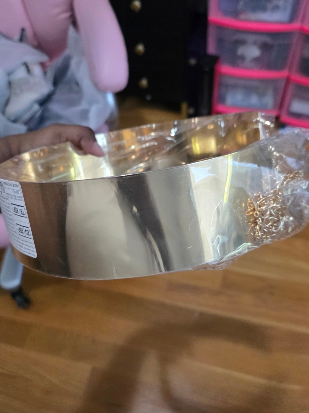 SHEIN Shiny Wide Metal Choker Necklace - Gold